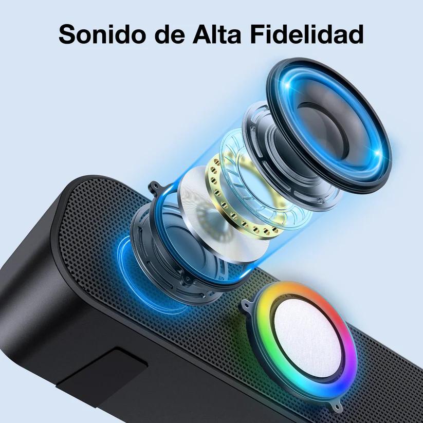 Bocina bluetooth para PC-BOC241 Inalámbrica Rgb Soporte 3.5 Mm Aux Tf Usb Para Interior
