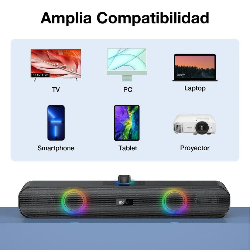 Bocina bluetooth para PC-BOC241 Inalámbrica Rgb Soporte 3.5 Mm Aux Tf Usb Para Interior