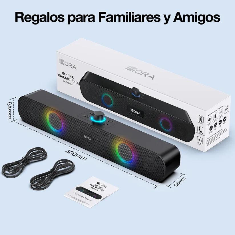 Bocina bluetooth para PC-BOC241 Inalámbrica Rgb Soporte 3.5 Mm Aux Tf Usb Para Interior