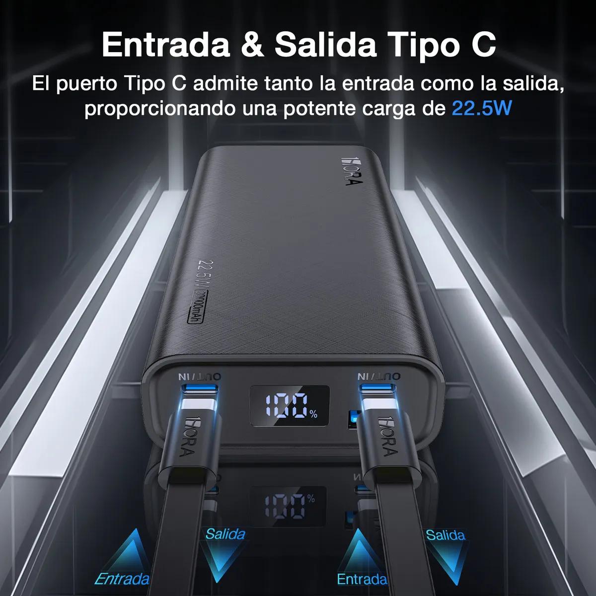 Power bank batería portátil de 20,000 mAh, GAR158, 22.5w con carga rápida