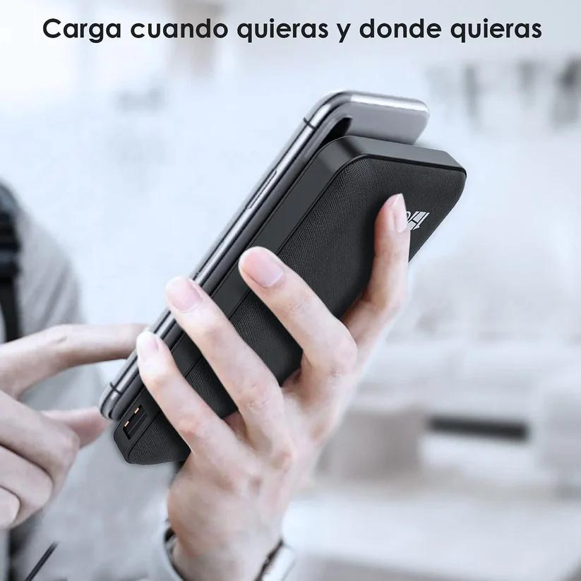 Power Bank 10000mAh, 4 Cables Incorporados, GAR148, Batería portátil con iluminación LED Linterna, Pantalla Digital Pila Portatil