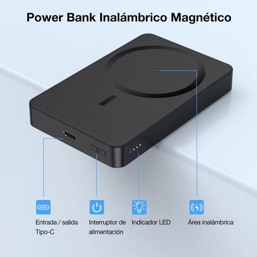 Powerbank magnética magsafe 5000 mAh carga inalámbrica GAR276